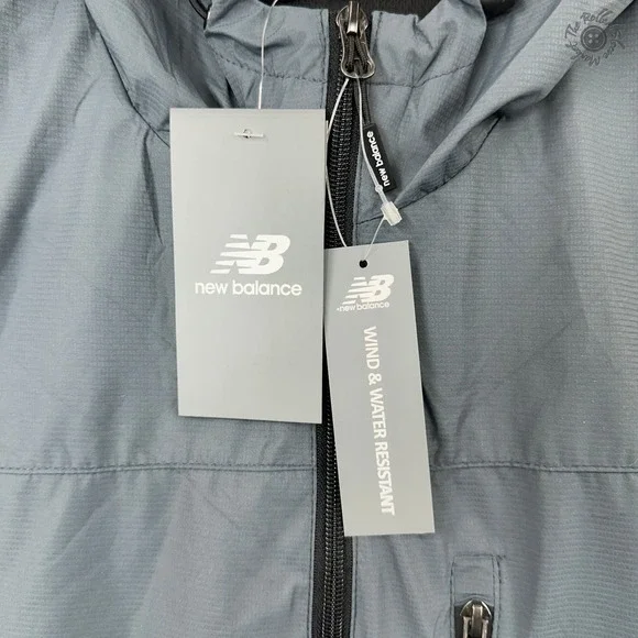 NWT New Balance Wind Jacket Men's Small Gray Hooded Water Wind Resistant - Picture 5 of 11